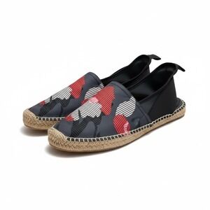 Emporio Armani Men's Grey Black Red Abstract Elastic Heel Espadrilles - 10.5
